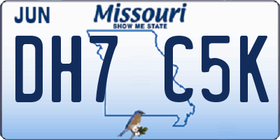 MO license plate DH7C5K