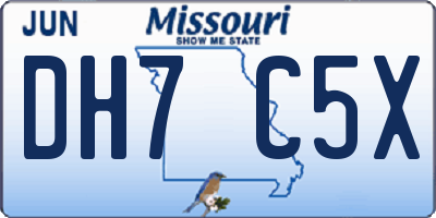 MO license plate DH7C5X
