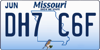 MO license plate DH7C6F