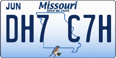 MO license plate DH7C7H