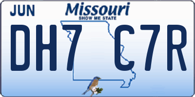MO license plate DH7C7R