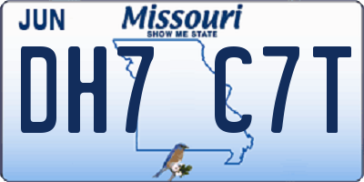 MO license plate DH7C7T