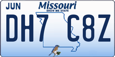 MO license plate DH7C8Z