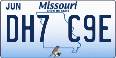 MO license plate DH7C9E