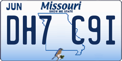 MO license plate DH7C9I