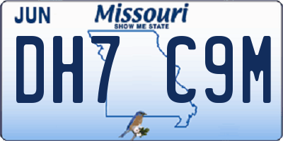 MO license plate DH7C9M