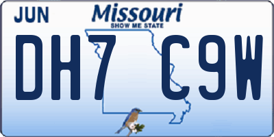 MO license plate DH7C9W