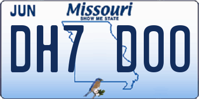 MO license plate DH7D0O