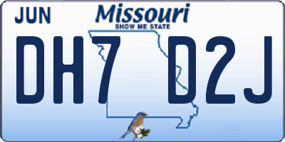 MO license plate DH7D2J