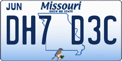MO license plate DH7D3C