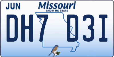 MO license plate DH7D3I