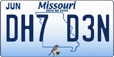 MO license plate DH7D3N