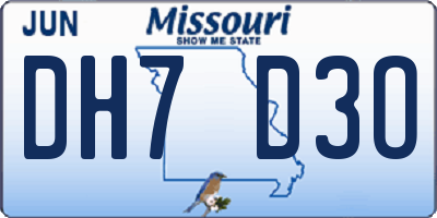 MO license plate DH7D3O