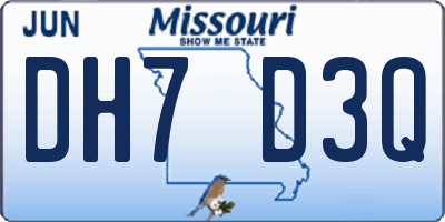 MO license plate DH7D3Q