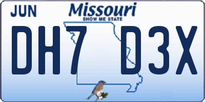 MO license plate DH7D3X
