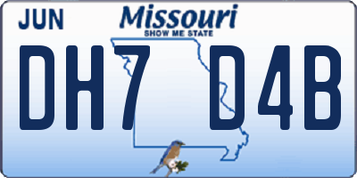 MO license plate DH7D4B