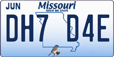 MO license plate DH7D4E