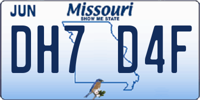 MO license plate DH7D4F