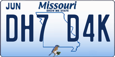 MO license plate DH7D4K