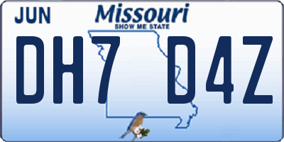 MO license plate DH7D4Z