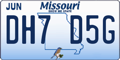 MO license plate DH7D5G