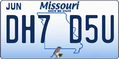 MO license plate DH7D5U