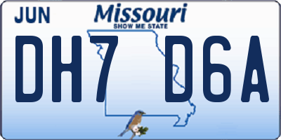 MO license plate DH7D6A
