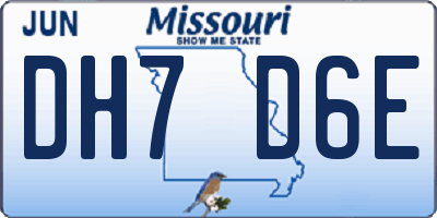 MO license plate DH7D6E