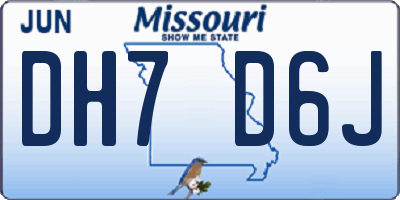 MO license plate DH7D6J
