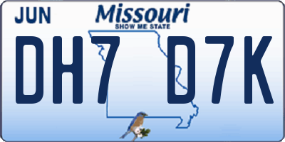 MO license plate DH7D7K