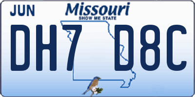 MO license plate DH7D8C