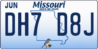 MO license plate DH7D8J