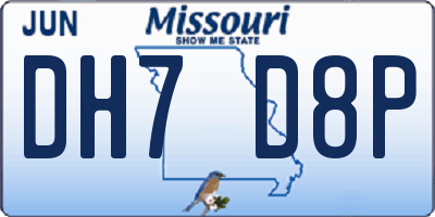 MO license plate DH7D8P