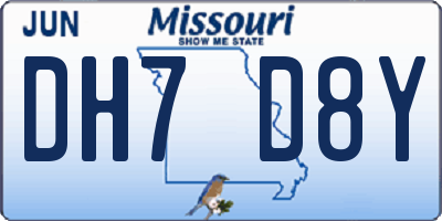 MO license plate DH7D8Y