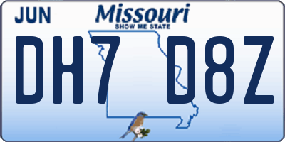 MO license plate DH7D8Z
