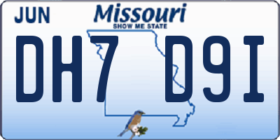 MO license plate DH7D9I