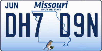 MO license plate DH7D9N