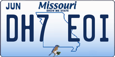 MO license plate DH7E0I