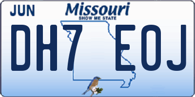 MO license plate DH7E0J