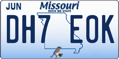 MO license plate DH7E0K