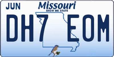 MO license plate DH7E0M