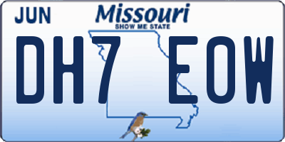 MO license plate DH7E0W