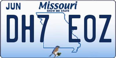 MO license plate DH7E0Z