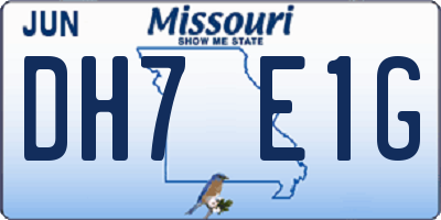 MO license plate DH7E1G
