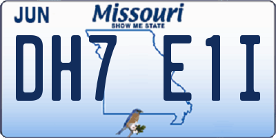 MO license plate DH7E1I