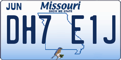 MO license plate DH7E1J