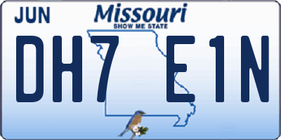 MO license plate DH7E1N