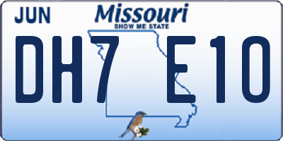 MO license plate DH7E1O