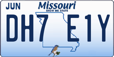 MO license plate DH7E1Y