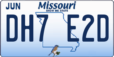 MO license plate DH7E2D